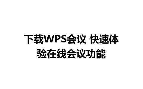 下载WPS会议 快速体验在线会议功能