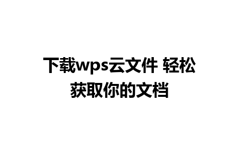 下载wps云文件 轻松获取你的文档