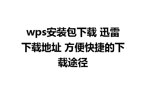 wps安装包下载 迅雷下载地址 方便快捷的下载途径