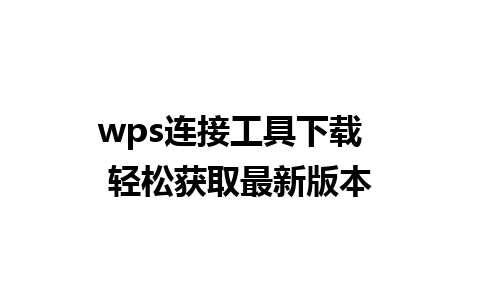 wps连接工具下载  轻松获取最新版本