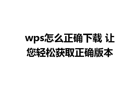 wps怎么正确下载 让您轻松获取正确版本