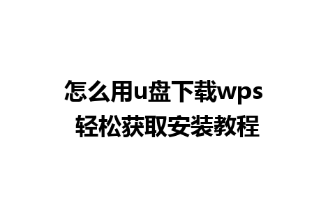 怎么用u盘下载wps 轻松获取安装教程