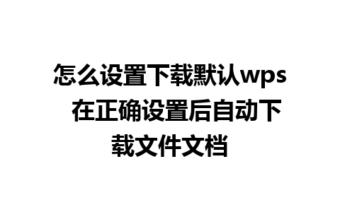 怎么设置下载默认wps  在正确设置后自动下载文件文档