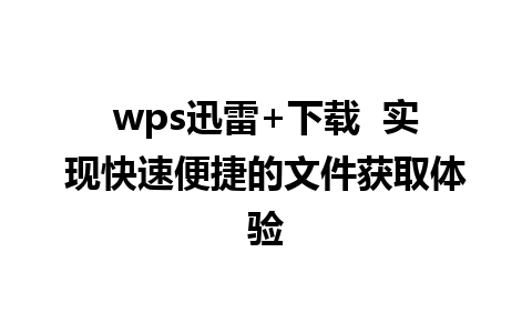 wps迅雷+下载  实现快速便捷的文件获取体验