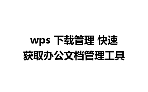 wps 下载管理 快速获取办公文档管理工具