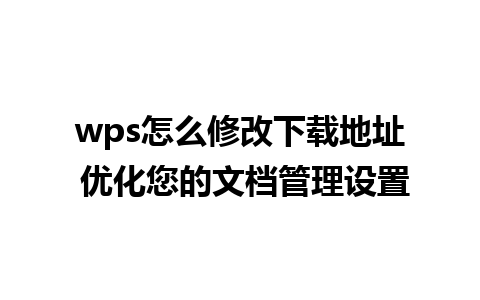 wps怎么修改下载地址 优化您的文档管理设置