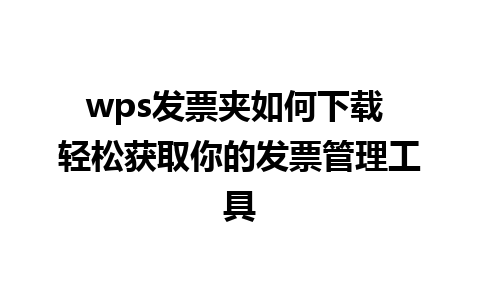 wps发票夹如何下载 轻松获取你的发票管理工具