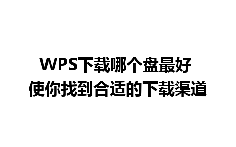 WPS下载哪个盘最好 使你找到合适的下载渠道