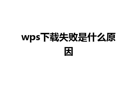 wps下载失败是什么原因