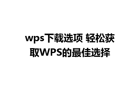 wps下载选项 轻松获取WPS的最佳选择