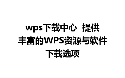 wps下载中心  提供丰富的WPS资源与软件下载选项