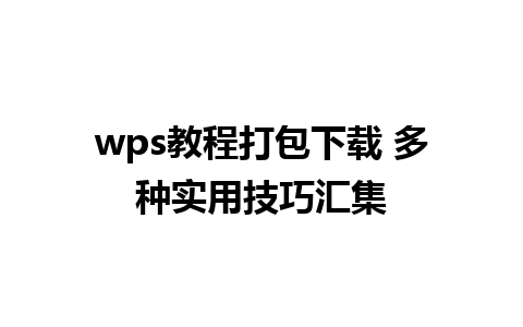 wps教程打包下载 多种实用技巧汇集