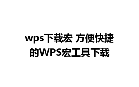 wps下载宏 方便快捷的WPS宏工具下载