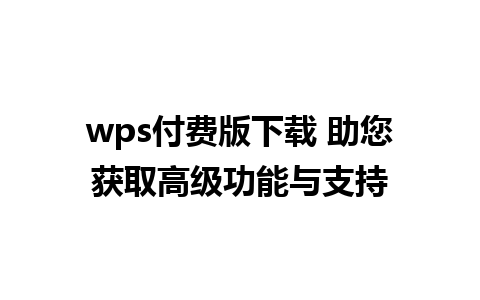 wps付费版下载 助您获取高级功能与支持