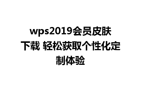 wps2019会员皮肤下载 轻松获取个性化定制体验