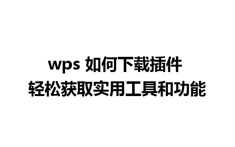 wps 如何下载插件 轻松获取实用工具和功能