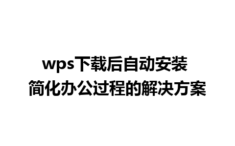 wps下载后自动安装 简化办公过程的解决方案