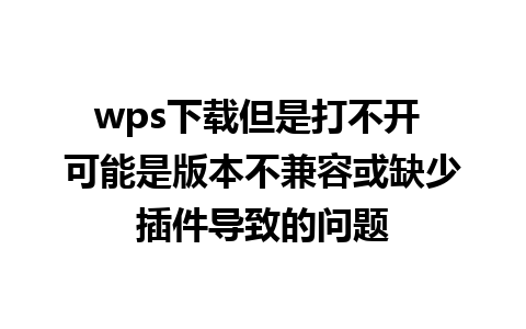 wps下载但是打不开 可能是版本不兼容或缺少插件导致的问题