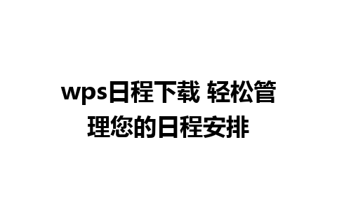 wps日程下载 轻松管理您的日程安排