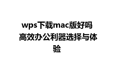 wps下载mac版好吗 高效办公利器选择与体验