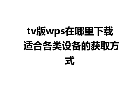 tv版wps在哪里下载 适合各类设备的获取方式