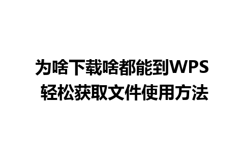 为啥下载啥都能到WPS 轻松获取文件使用方法