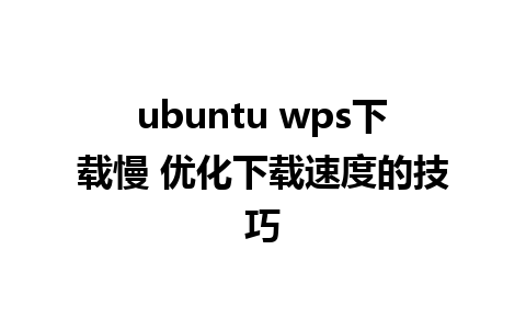 ubuntu wps下载慢 优化下载速度的技巧