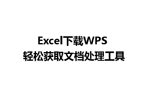 Excel下载WPS 轻松获取文档处理工具