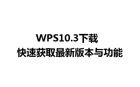 WPS10.3下载  快速获取最新版本与功能