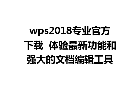 wps2018专业官方下载  体验最新功能和强大的文档编辑工具