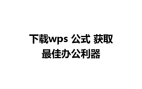 下载wps 公式 获取最佳办公利器