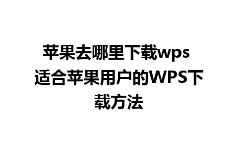 苹果去哪里下载wps 适合苹果用户的WPS下载方法