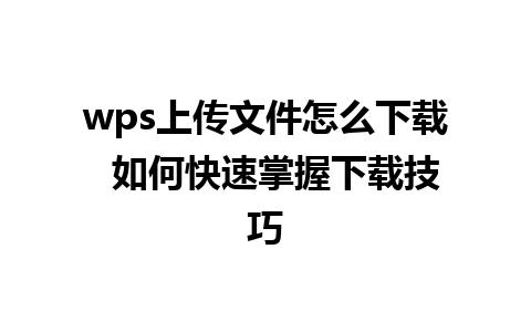 wps上传文件怎么下载  如何快速掌握下载技巧