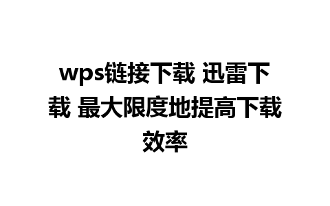 wps链接下载 迅雷下载 最大限度地提高下载效率