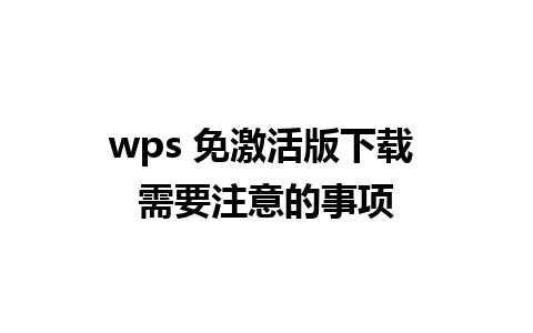 wps 免激活版下载 需要注意的事项