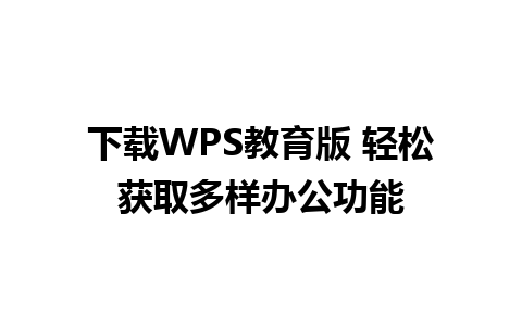 下载WPS教育版 轻松获取多样办公功能