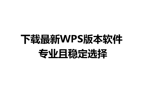 下载最新WPS版本软件 专业且稳定选择