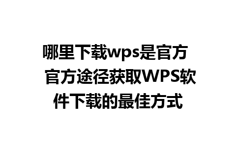 哪里下载wps是官方  官方途径获取WPS软件下载的最佳方式