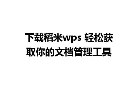 下载稻米wps 轻松获取你的文档管理工具