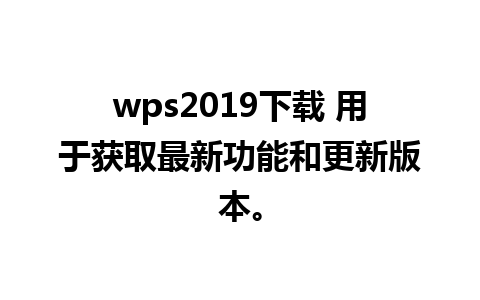 wps2019下载 用于获取最新功能和更新版本。