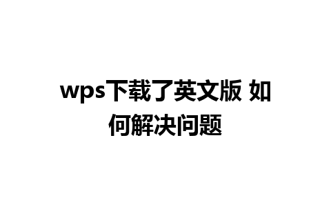 wps下载了英文版 如何解决问题 