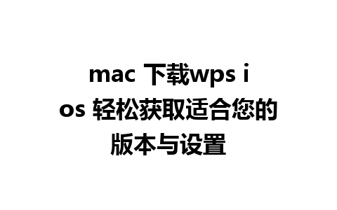 mac 下载wps ios 轻松获取适合您的版本与设置