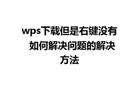 wps下载但是右键没有  如何解决问题的解决方法