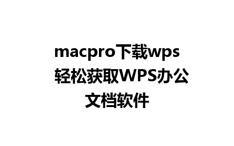 macpro下载wps  轻松获取WPS办公文档软件