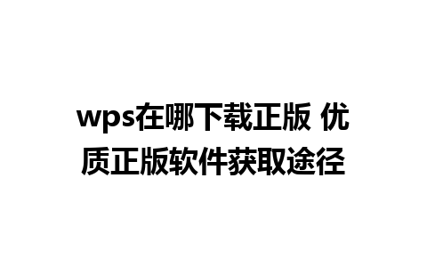 wps在哪下载正版 优质正版软件获取途径