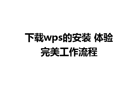 下载wps的安装 体验完美工作流程