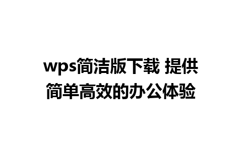 wps简洁版下载 提供简单高效的办公体验