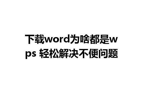 下载word为啥都是wps 轻松解决不便问题