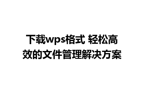 下载wps格式 轻松高效的文件管理解决方案