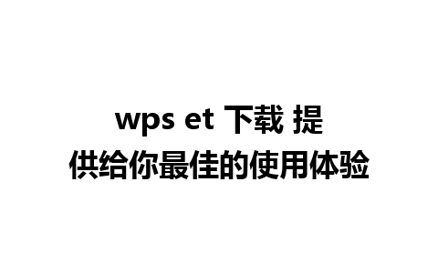 wps et 下载 提供给你最佳的使用体验